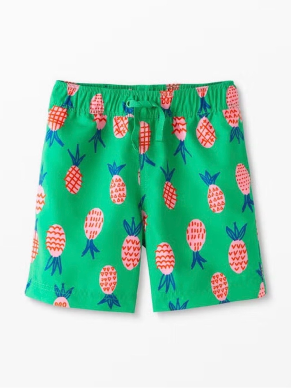 Hanna Andersson Green Pineapple Print Swim Trunks